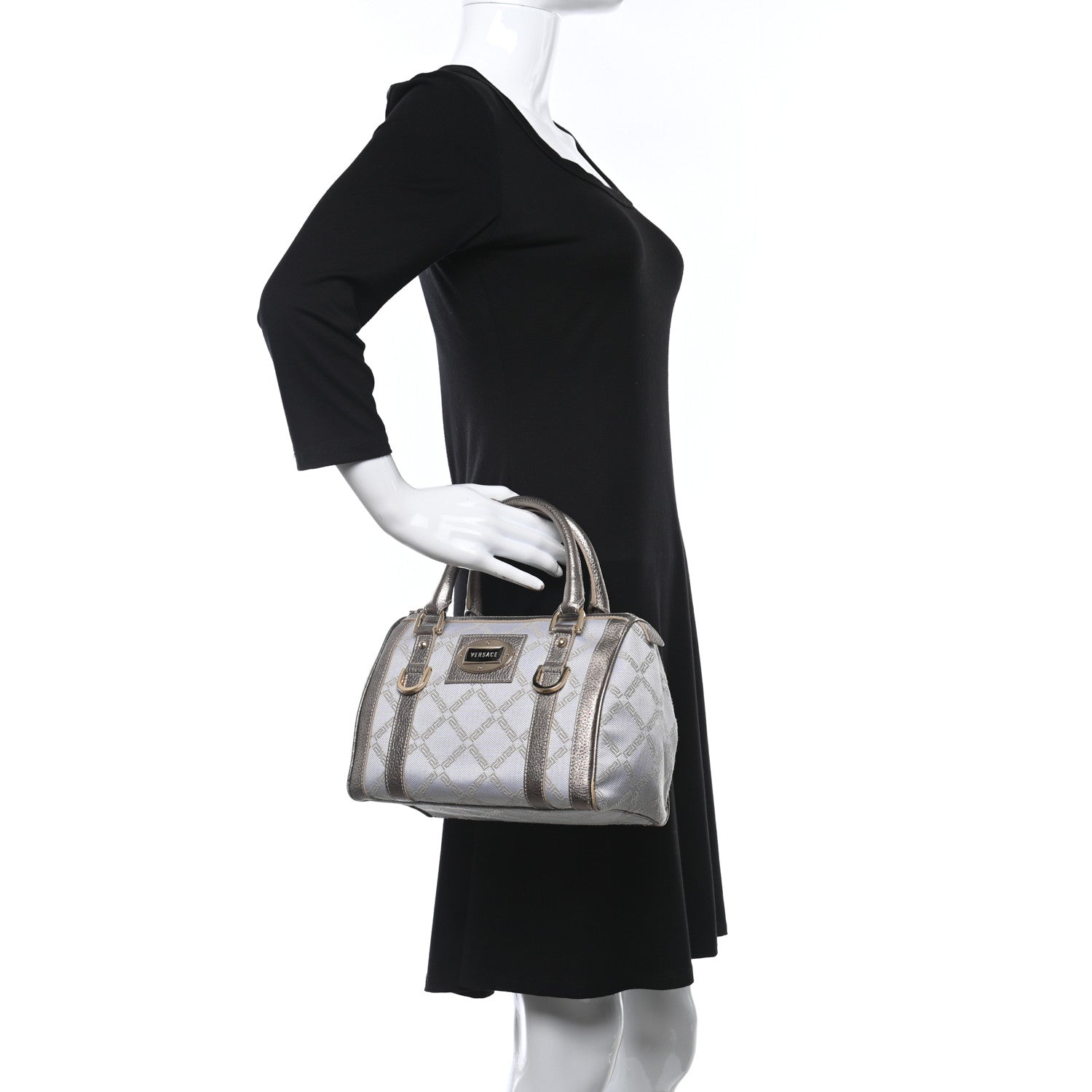 Versace Calfskin Nylon Madonna Satchel Gold 2 of 16