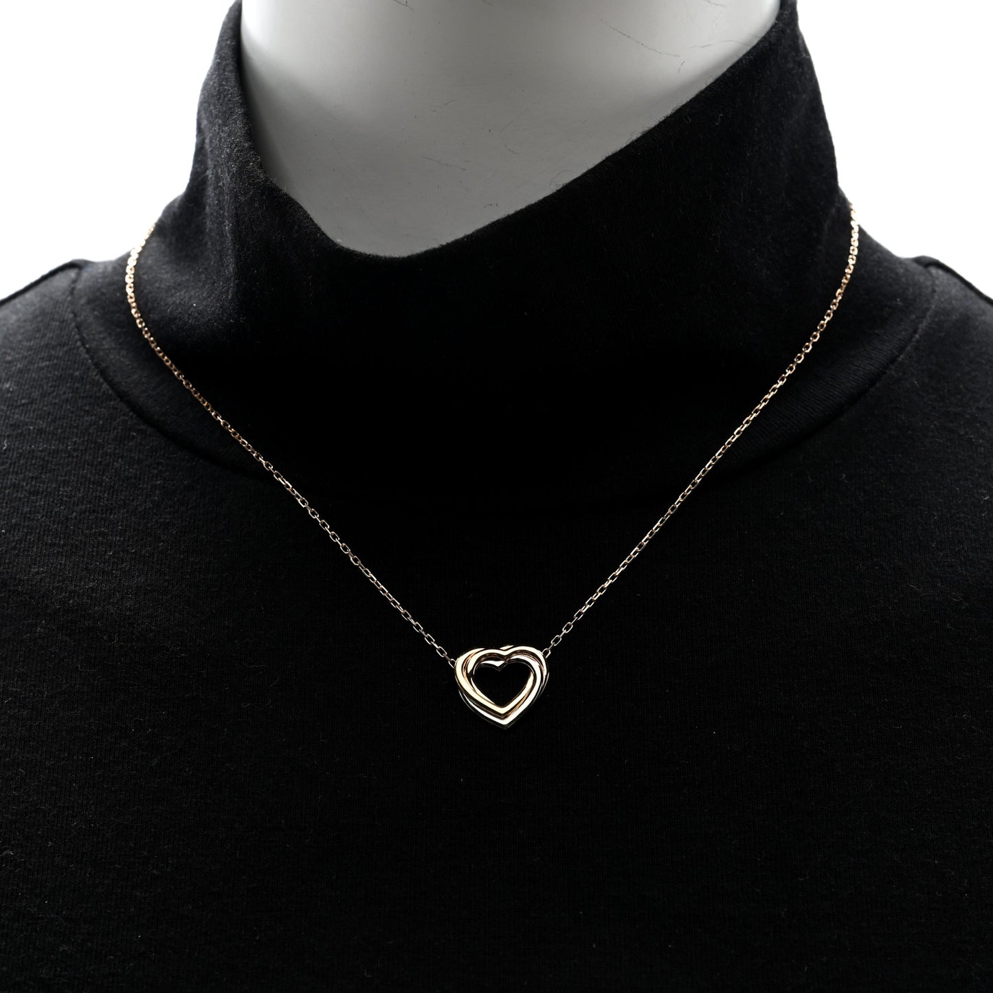 18K Pink Yellow White Gold Trinity Heart Necklace