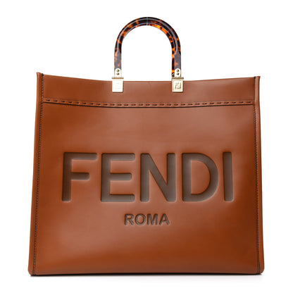 Fendi Vitello King Plexiglass Large Fendi Sunshine Shopper Tote Cuoio 1 of 9