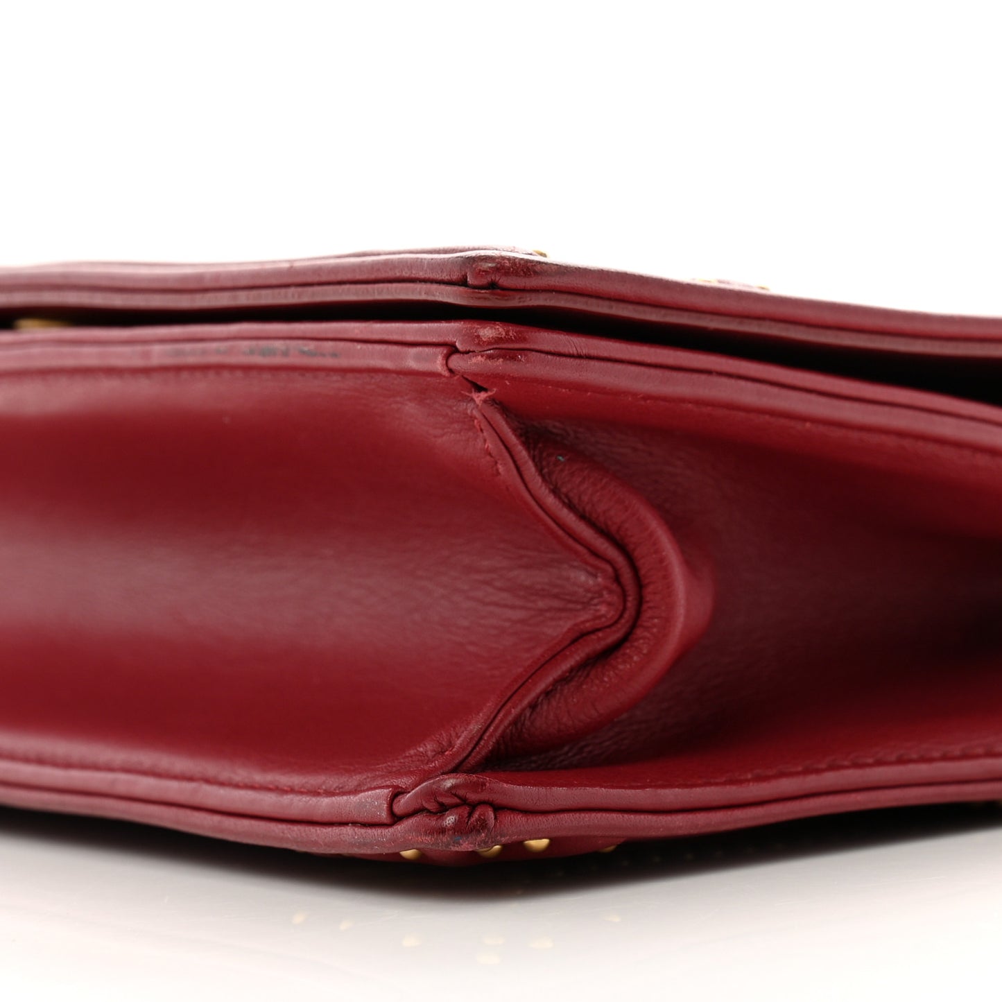 Calfskin Studded Small Diorama Flap Bag Burgundy