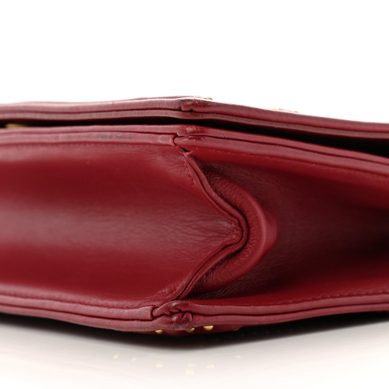 Christian Dior Calfskin Studded Small Diorama Flap Bag Burgundy 10 of 14