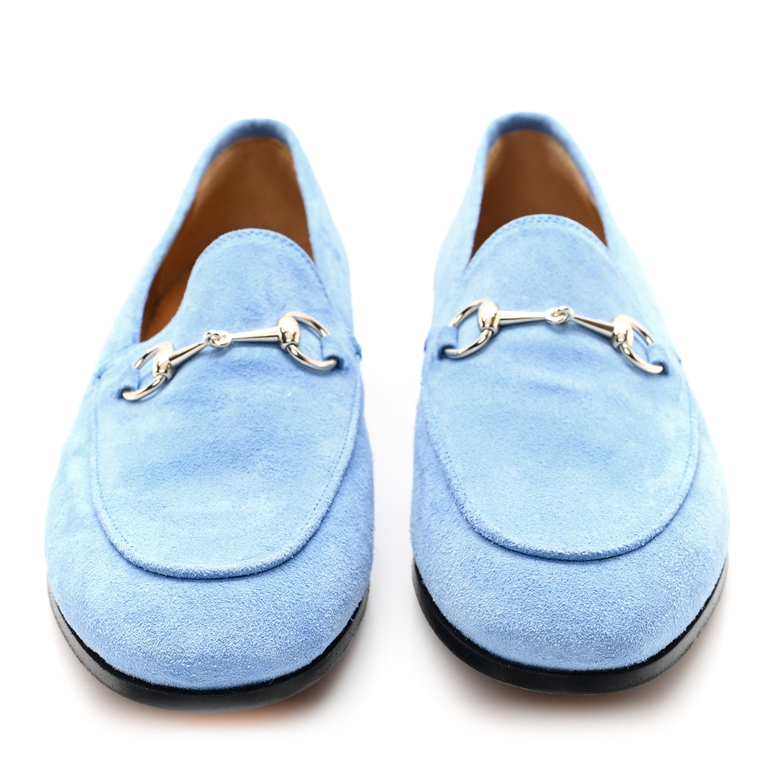 Gucci Suede Horsebit Womens Jordaan Loafers  38.5 Glacial Blue 3 of 10