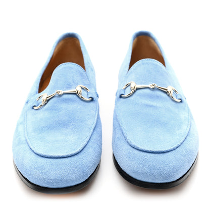 Gucci Suede Horsebit Womens Jordaan Loafers  38.5 Glacial Blue 3 of 10