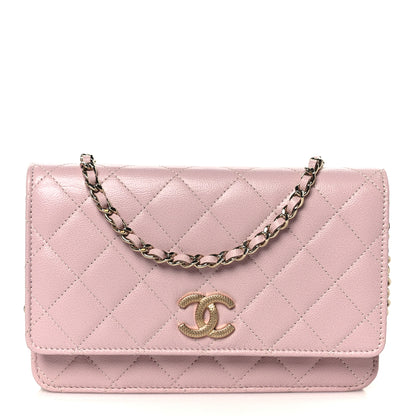Chanel Caviar Quilted Studded CC Wallet on Chain WOC Light Pink 1 of 11