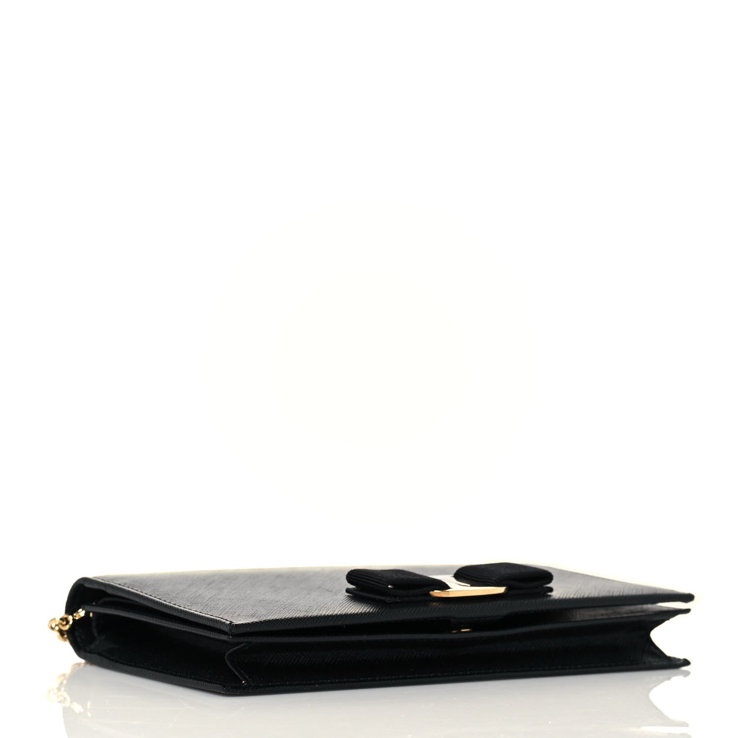 Salvatore Ferragamo Printed Calfskin Ginny Wallet On Chain Black 4 of 14