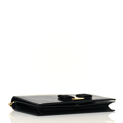 Salvatore Ferragamo Printed Calfskin Ginny Wallet On Chain Black 4 of 14