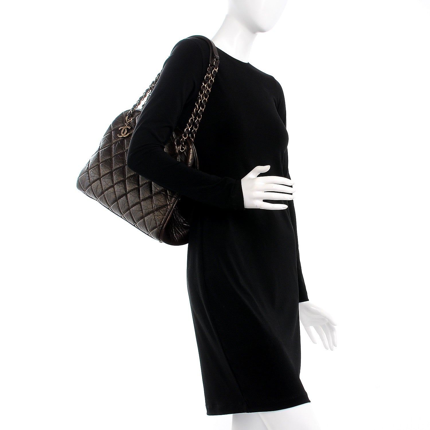 Chanel Aged Calfskin Large Just Mademoiselle Bowling Bag Brown 2 of 8