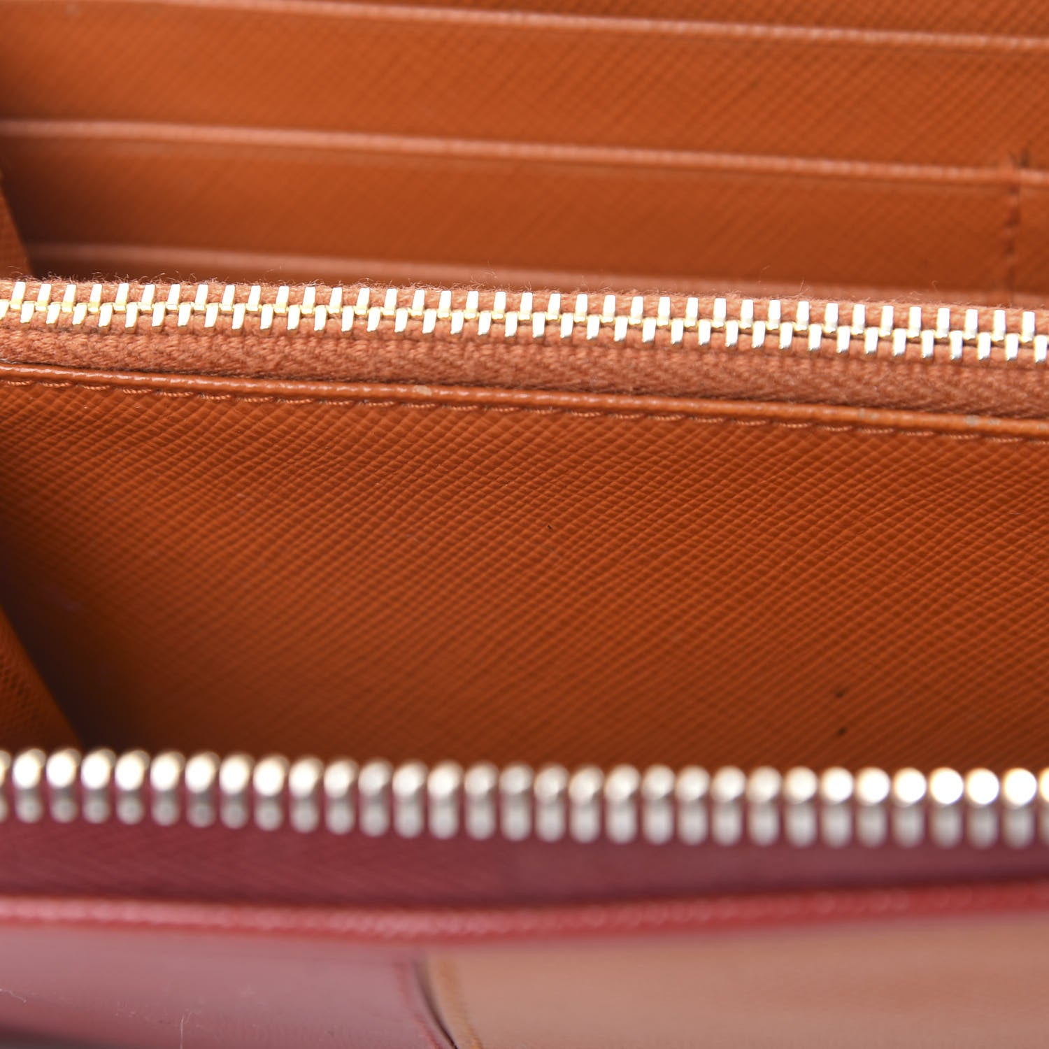 Prada Saffiano Bi-Color Metal Zip Around Wallet Fuocco Papaya 9 of 13
