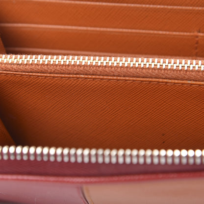 Prada Saffiano Bi-Color Metal Zip Around Wallet Fuocco Papaya 9 of 13