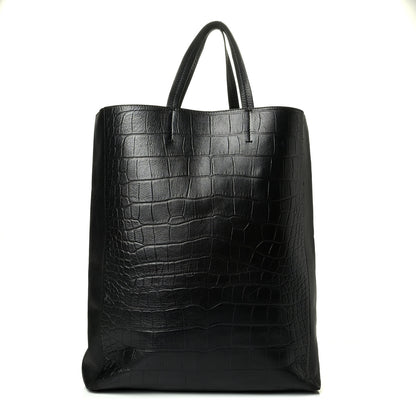 Celine Lambskin Crocodile Embossed Vertical Cabas Black 1 of 7