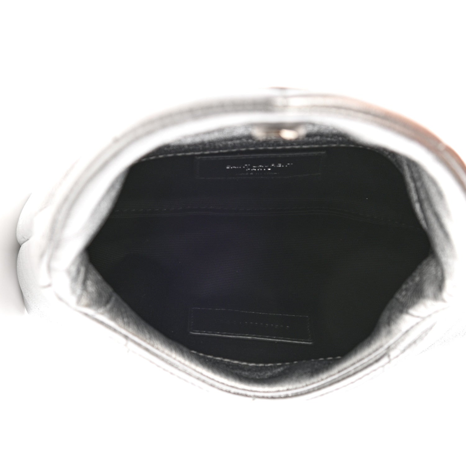 Saint Laurent Metallic Lambskin Monogram Loulou Puffer Pouch Clutch Silver 5 of 8