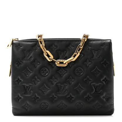 Louis Vuitton Lambskin Embossed Monogram Coussin PM Black 1 of 9