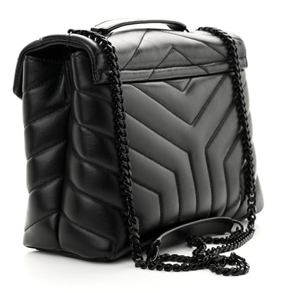 Saint Laurent SAINT LAURENT Calfskin Y Quilted Monogram Monochrome Small Loulou Chain Satchel Black 3 of 11