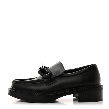 Louis Vuitton Calfskin Oversized Chain Academy Loafers 38 Black 1 of 7