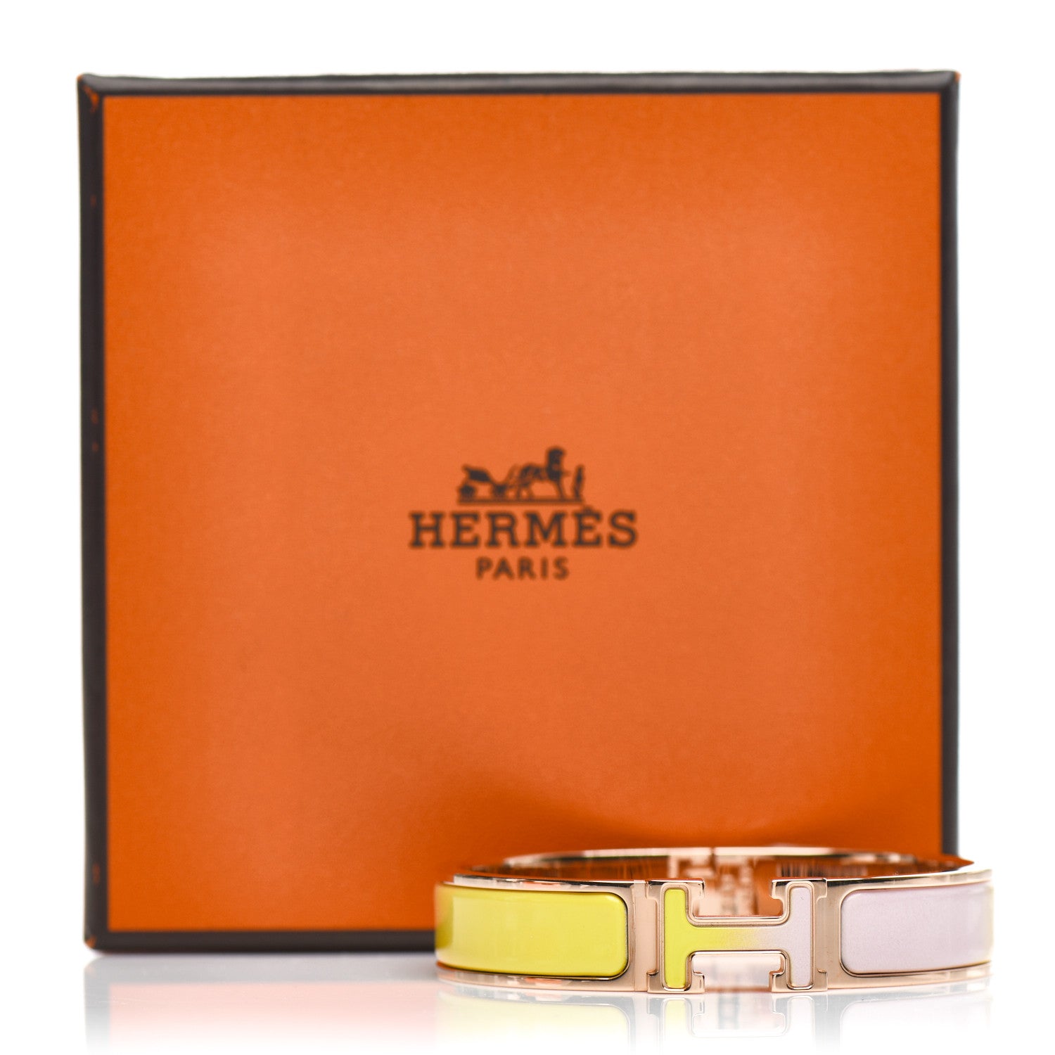 Hermes Enamel Narrow Clic Clac H Fusion Bracelet PM Rose Candeur Jaune Tennis 4 of 4
