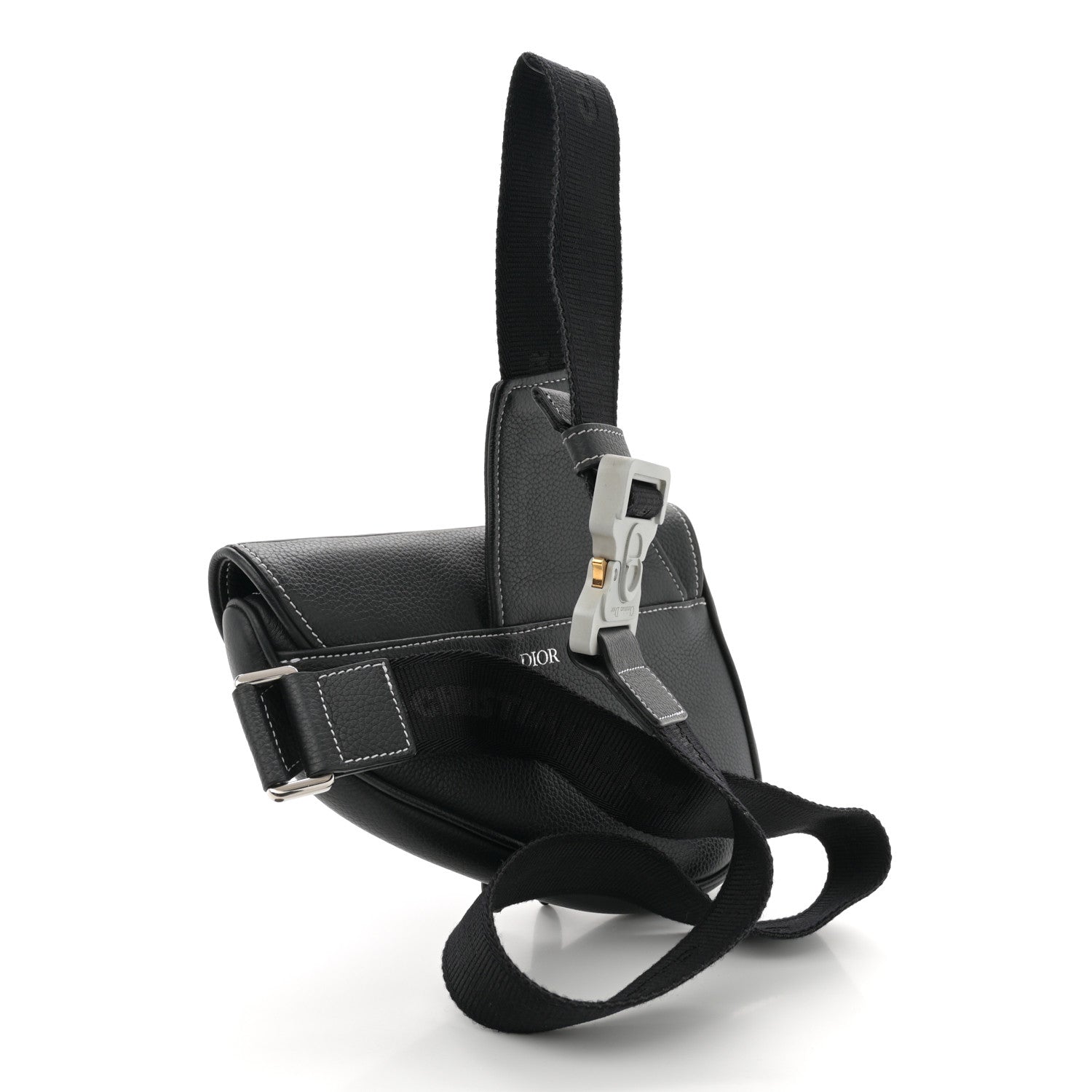 Christian Dior Grained Calfskin Mens Mini Saddle Bag Black 2 of 11