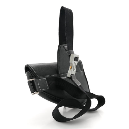 Christian Dior Grained Calfskin Mens Mini Saddle Bag Black 2 of 11