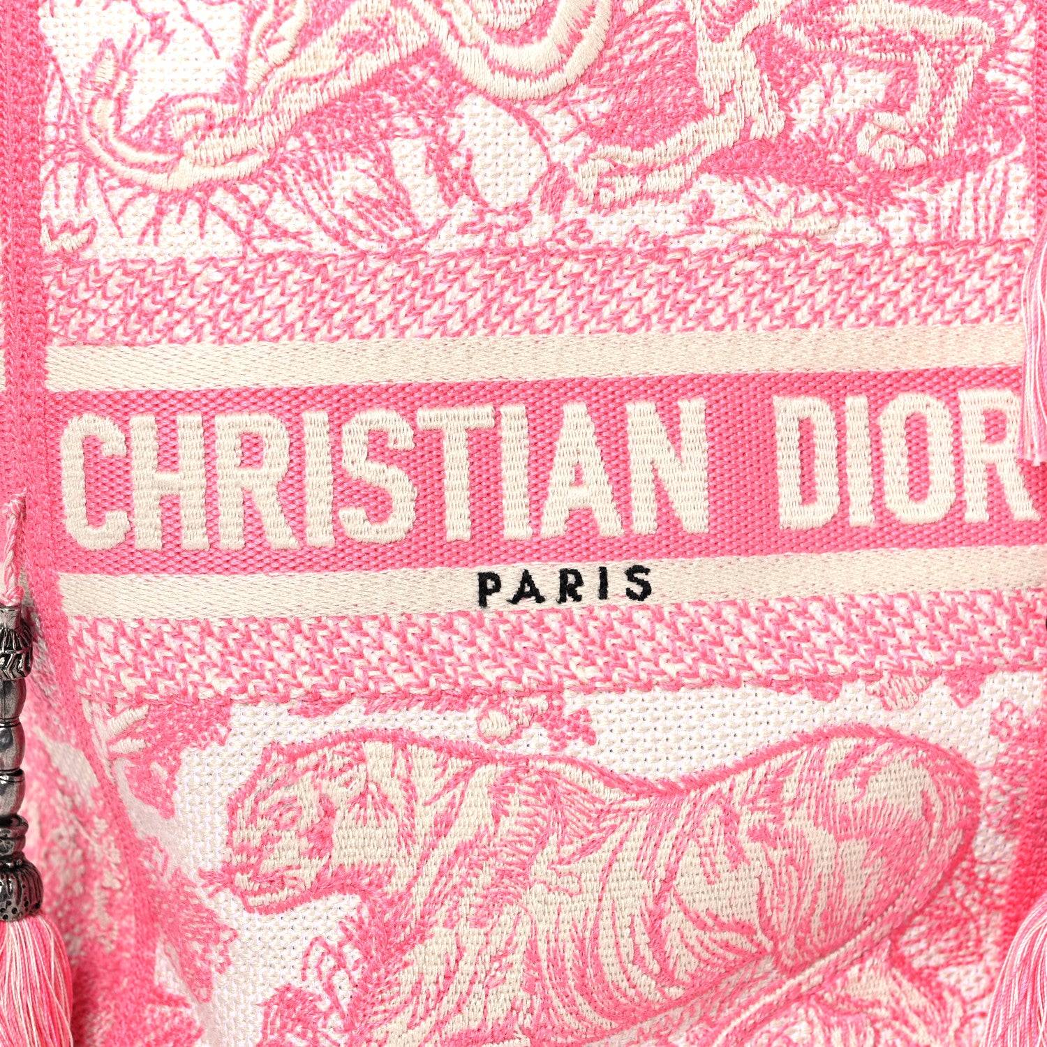 Christian Dior Canvas Reverse Embroidered Toile De Jouy D-Bubble Bucket Bag Peony Pink 12 of 12