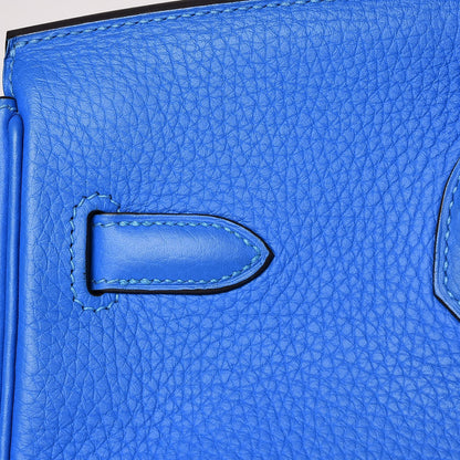 Hermes Taurillon Clemence Birkin 35 Bleu Hydra 30 of 33