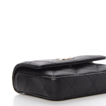 Chanel Caviar Quilted Pearl Card Holder On Chain Black 6 of 11