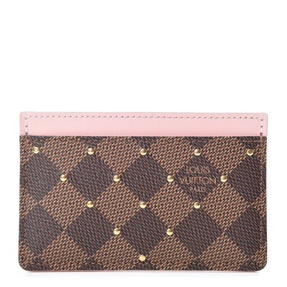 Louis Vuitton Damier Ebene Studded Card Holder Rose Ballerine 1 of 7