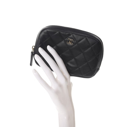Chanel Caviar Quilted Small Curvy Pouch Cosmetic Case Black 2 of 8