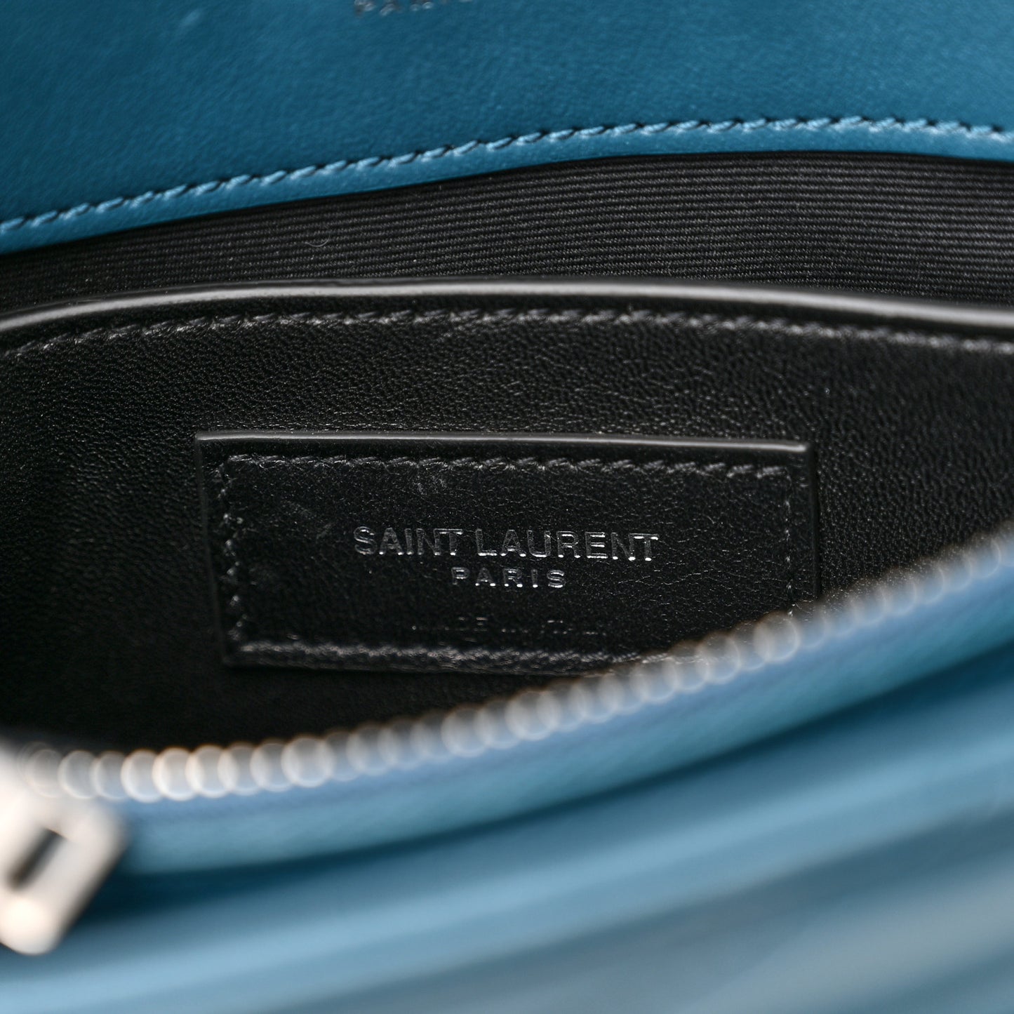 SAINT LAURENT Calfskin Y Quilted Monogram Small Loulou Chain Satchel Green