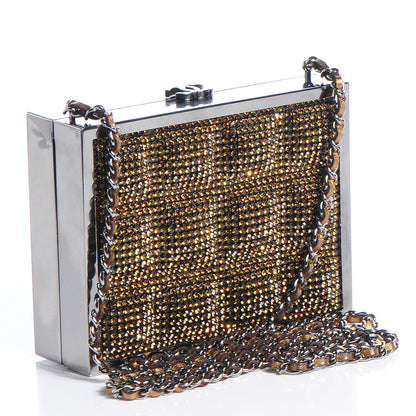 Chanel Crystal Square Quilted Box Clutch Bronze 3 of 8