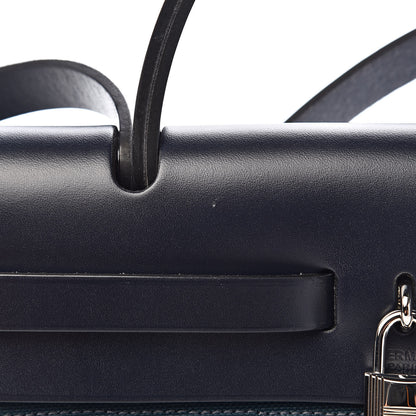 Hermes Vache Hunter Toile Herbag Zip 31 PM Bleu Nuit Bleu Ocean 10 of 14