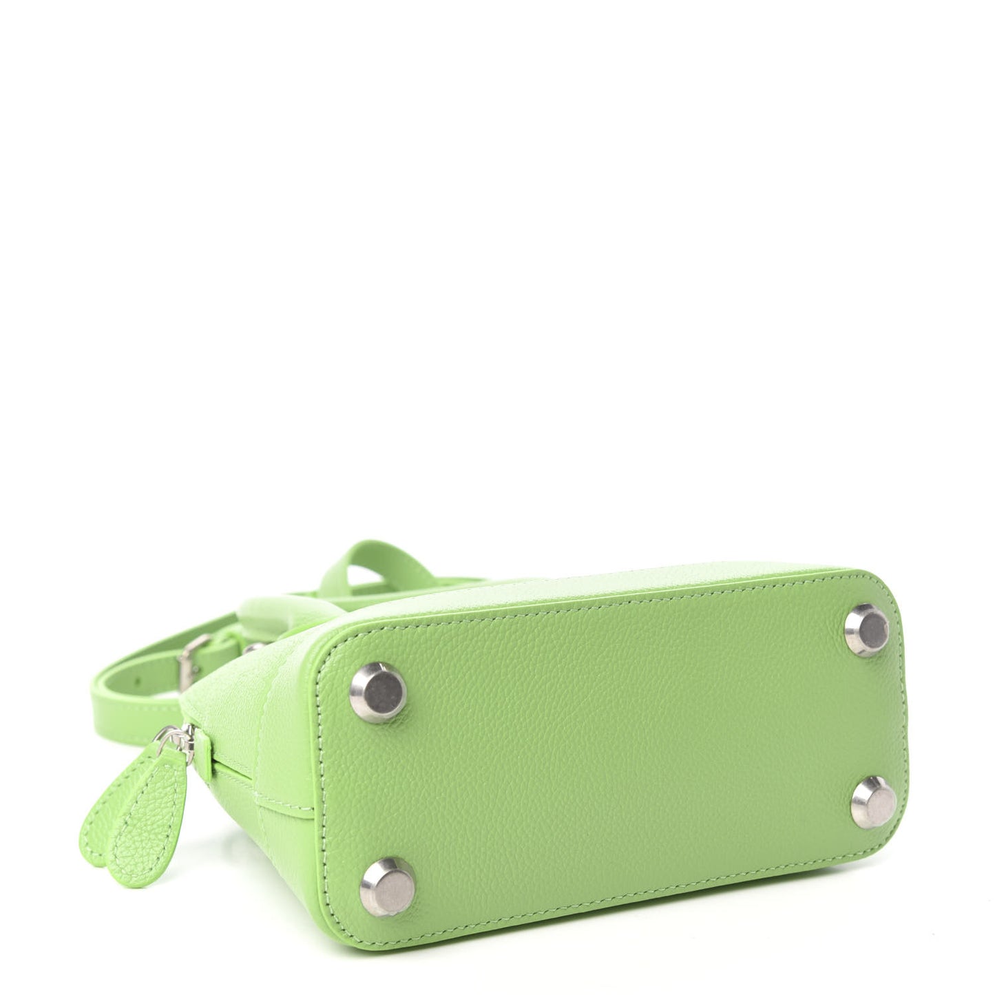 Grained Calfskin XXS Ville Top Handle Bag Light Green Fuchsia