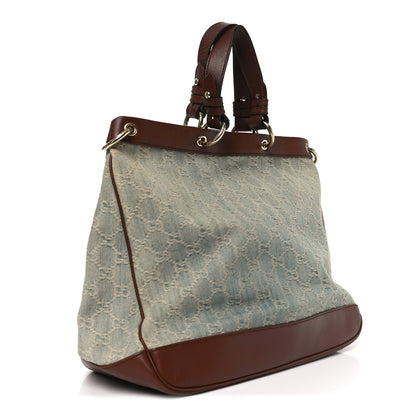 Gucci Denim Monogram Valentine Tote Blue 3 of 11