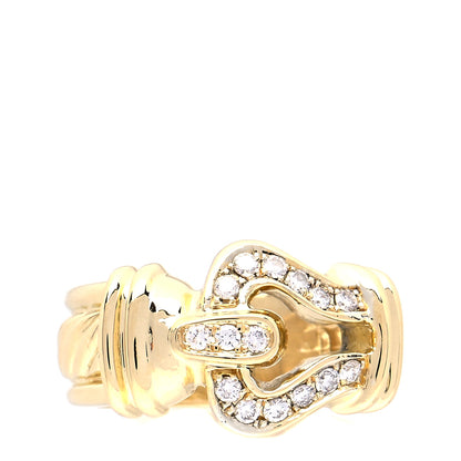 David Yurman 18K Yellow Gold Diamond Buckle Cable Ring 49 4.75 1 of 7