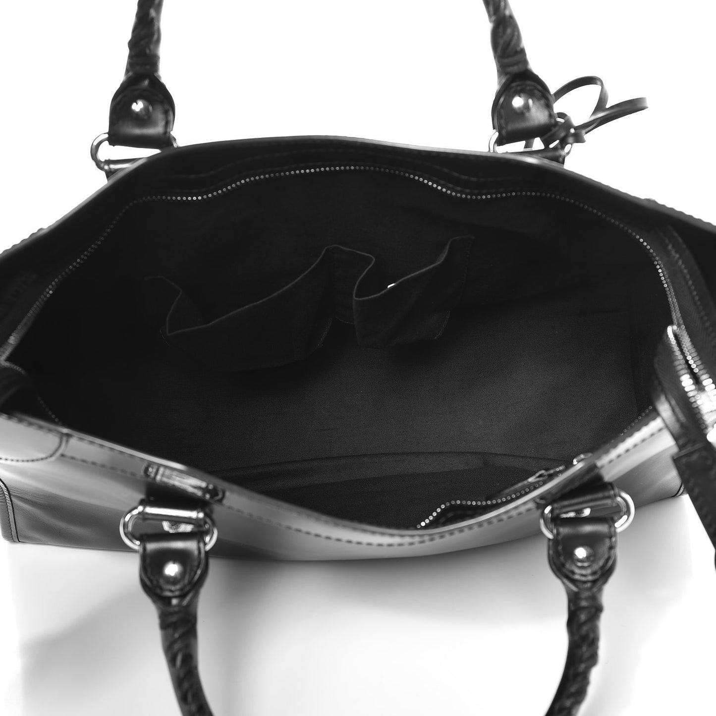Smooth Calfskin Metallic Patent Giant 12 Silver Hardware City Black Gris