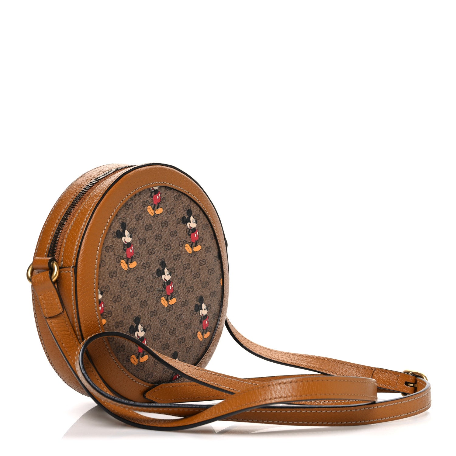 Gucci X DISNEY Mini Vintage GG Supreme Monogram Mickey Mouse Round Shoulder Bag Beige Vintage Sun Oil 3 of 10