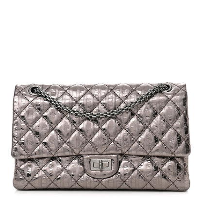 Chanel Metallic Calfskin Striped 2.55 Reissue 226 Flap Dark Silver 1 of 12