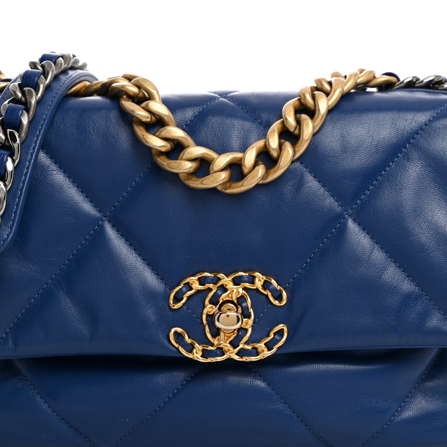 Chanel Goatskin Quilted Medium Chanel 19 Flap Dark Blue 8 of 10