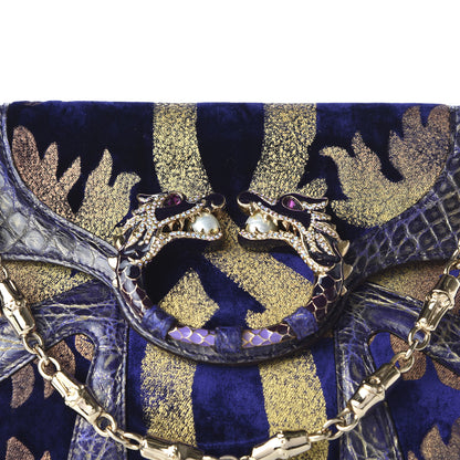 Gucci Velvet Calfskin Crocodile Embossed Limited Edition Tom Ford Jeweled Dragon Bag Purple Gold 10 of 10