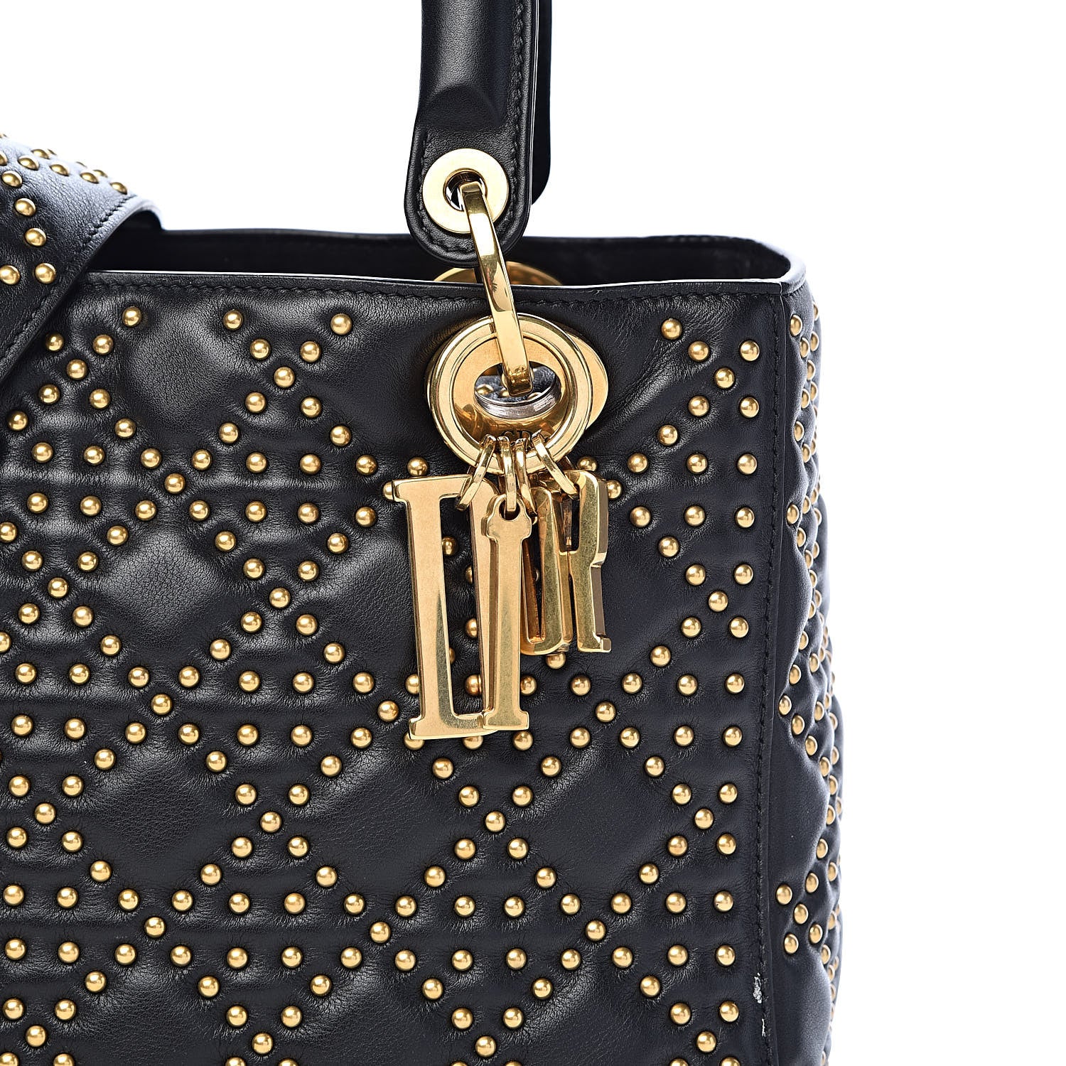 Christian Dior Calfskin Cannage Studded Medium Supple Lady Dior Black 11 of 11