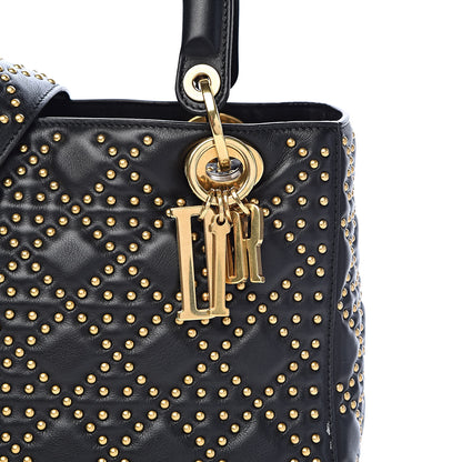 Christian Dior Calfskin Cannage Studded Medium Supple Lady Dior Black 11 of 11