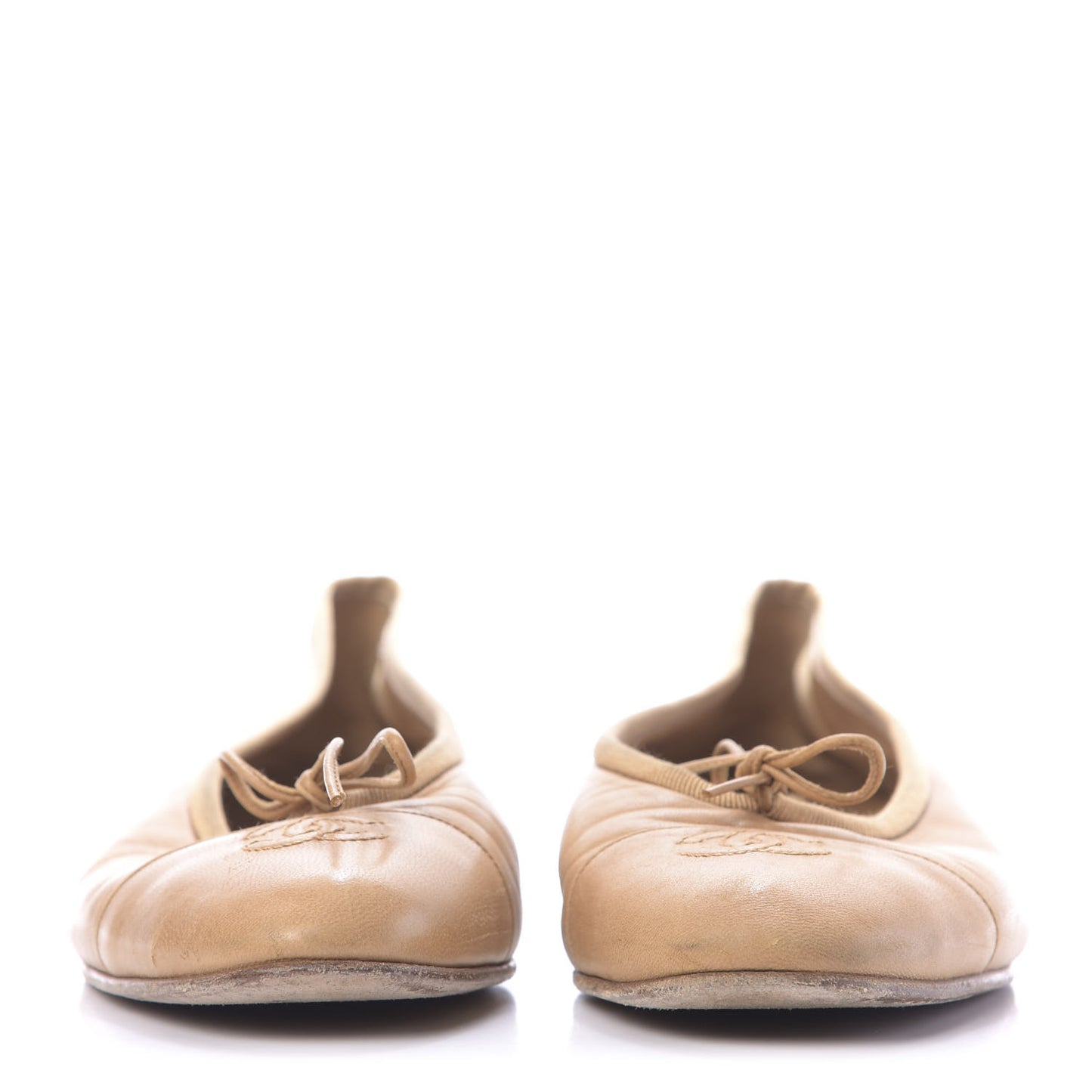 Lambskin Cap Toe CC Ballerina Flats 40 Beige