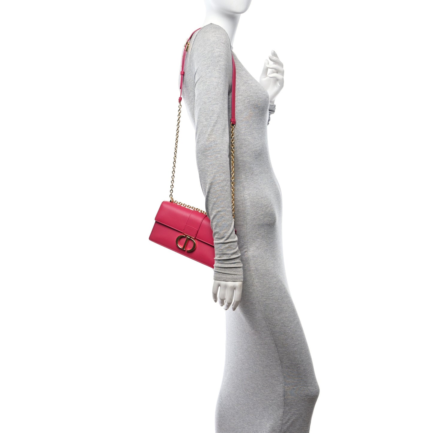 Grained Calfskin 30 Montaigne East West Chain Flap Bag Passion Pink