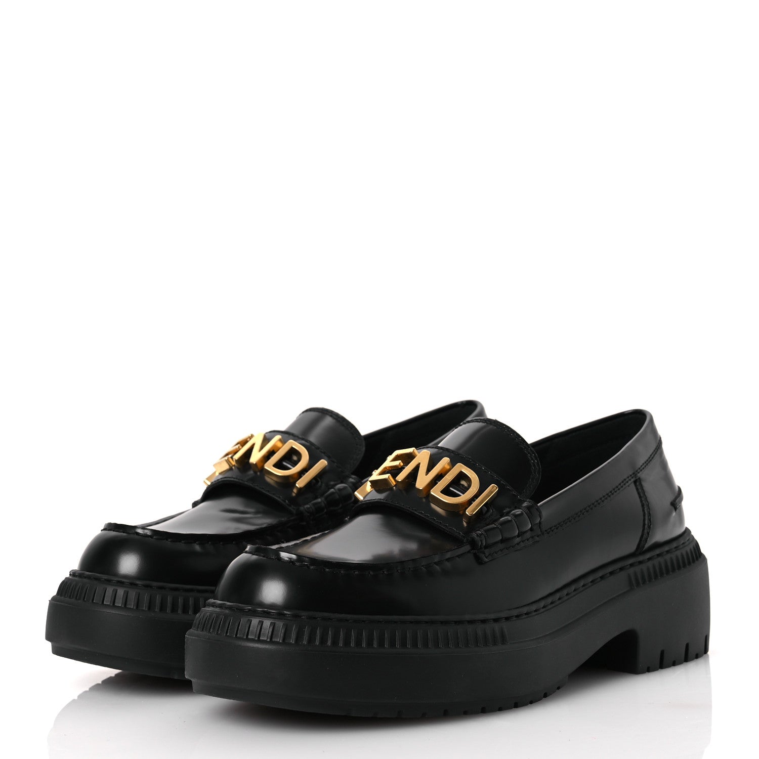 Fendi Vitello Abrasivato Fendigraphy 50mm Loafers 40 Black 4 of 13