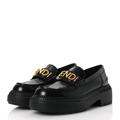 Fendi Vitello Abrasivato Fendigraphy 50mm Loafers 40 Black 4 of 13