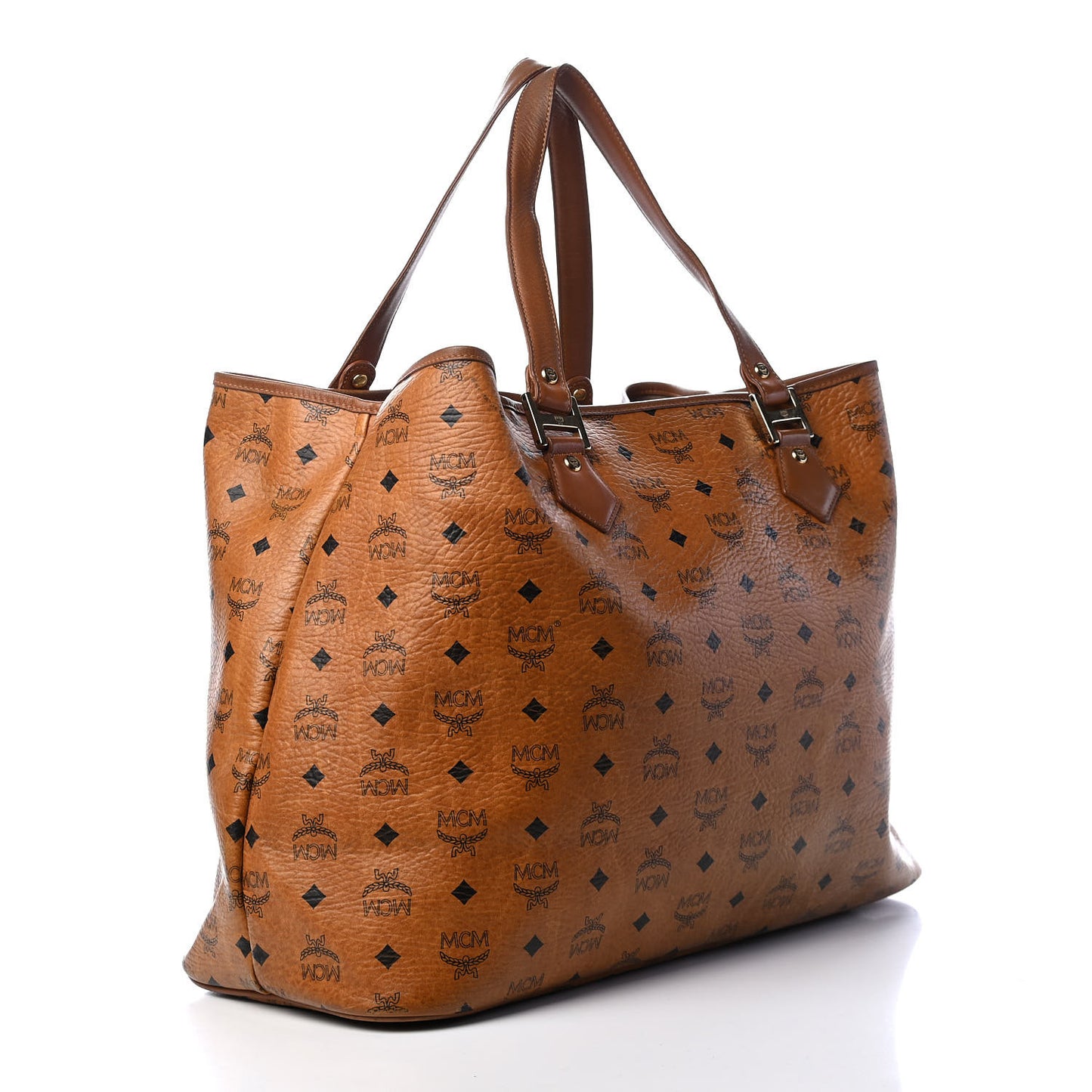 Visetos Crocodile Embossed Medium Liz Shopper Tote Cognac