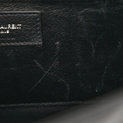 Saint Laurent Grain De Poudre Textured Mixed Matelasse Triquilt Medium Monogram Satchel Black 11 of 11