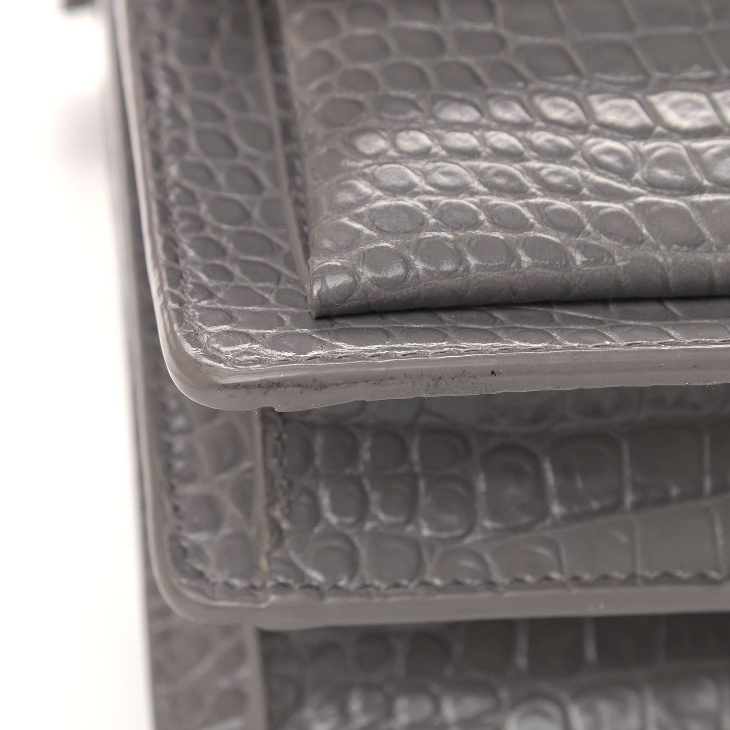 Saint Laurent Calfskin Crocodile Embossed Medium Monogram Sunset Fog 5 of 7