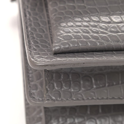 Saint Laurent Calfskin Crocodile Embossed Medium Monogram Sunset Fog 5 of 7