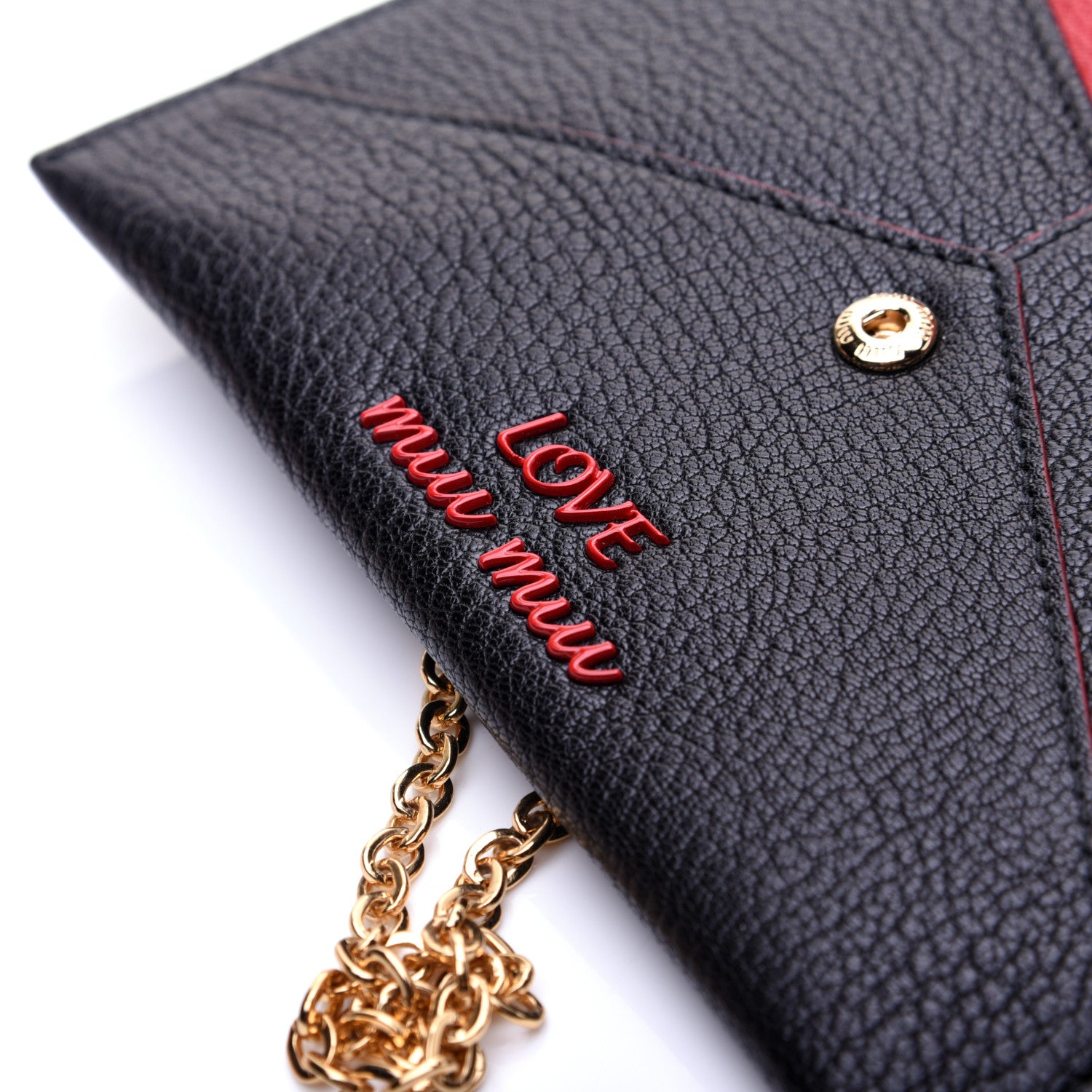 Miu Miu Goatskin Madras Love Wristlet Pouch Black 10 of 11