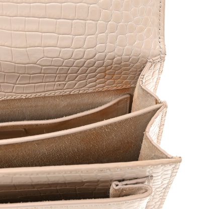 Saint Laurent Calfskin Crocodile Embossed Medium Monogram Sunset Dark Beige 16 of 17