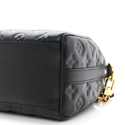 Louis Vuitton Lambskin Embossed Monogram Speedy 22 Bandouliere Black 9 of 10